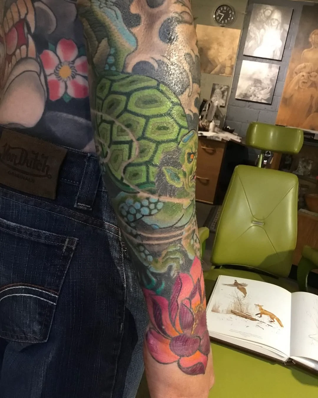 Oni and Lotus — Japanese tattoo by Erik Payne at Inkvision Tattoo in Boise, Idaho
