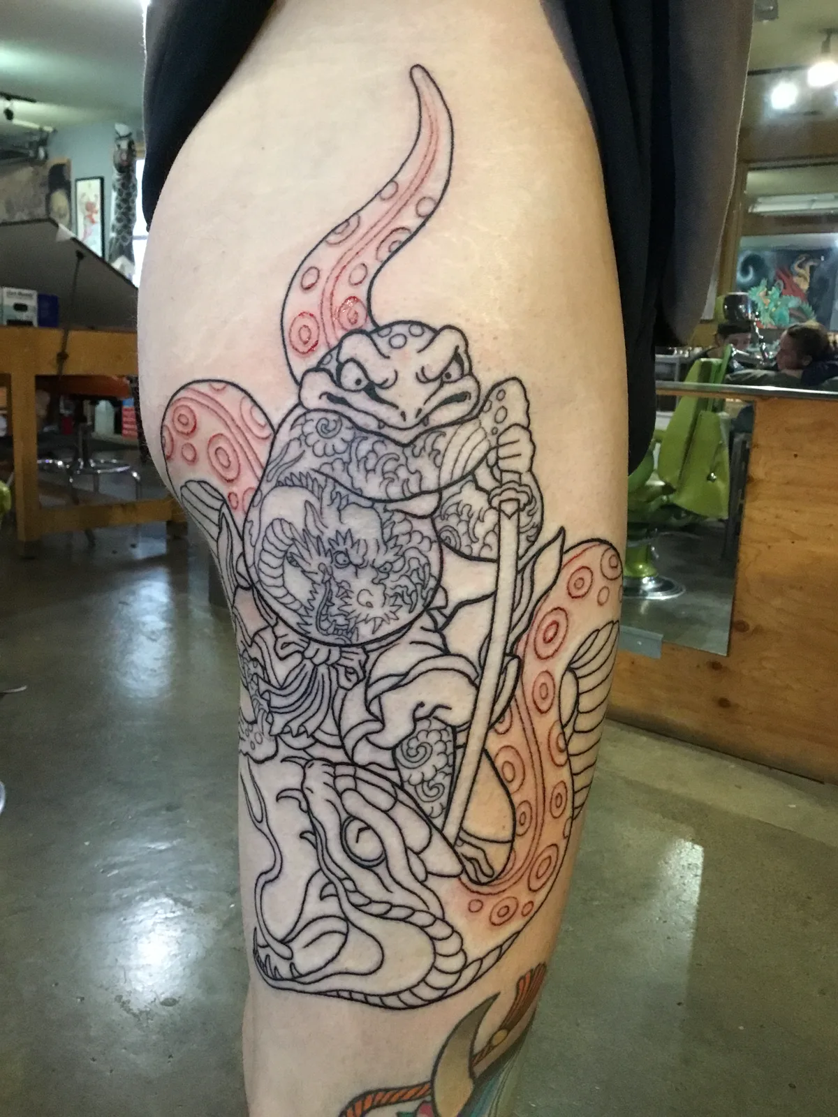 Guardian and Dragon — Japanese tattoo by Erik Payne at Inkvision Tattoo in Boise, Idaho