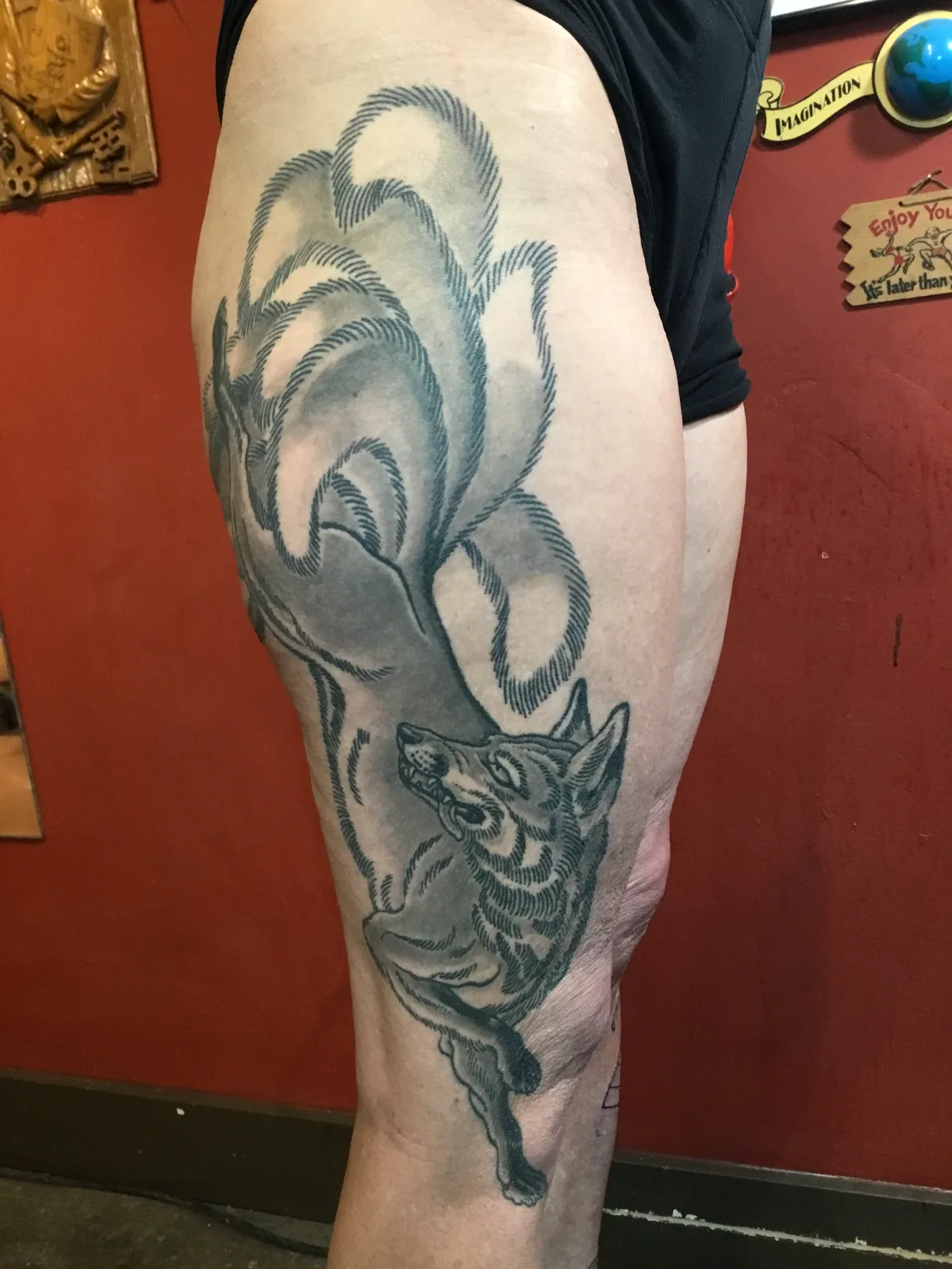 Nine-Tailed Fox — Japanese tattoo by Erik Payne at Inkvision Tattoo in Boise, Idaho