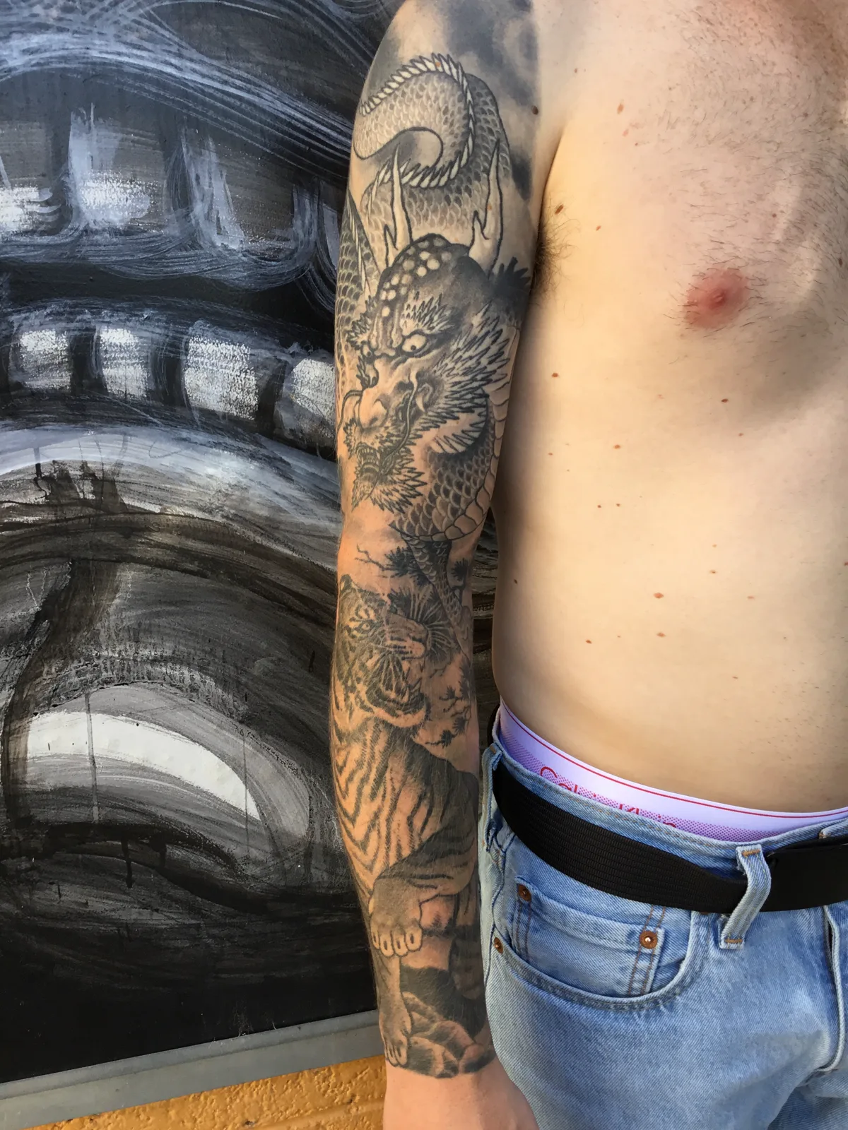 Dragon and Tiger Sleeve — Japanese tattoo by Erik Payne at Inkvision Tattoo in Boise, Idaho
