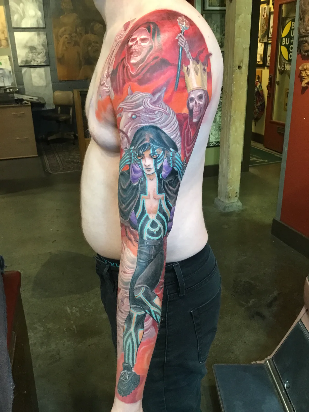 Death and the Pale Horse Sleeve — Realism tattoo by Erik Payne at Inkvision Tattoo in Boise, Idaho