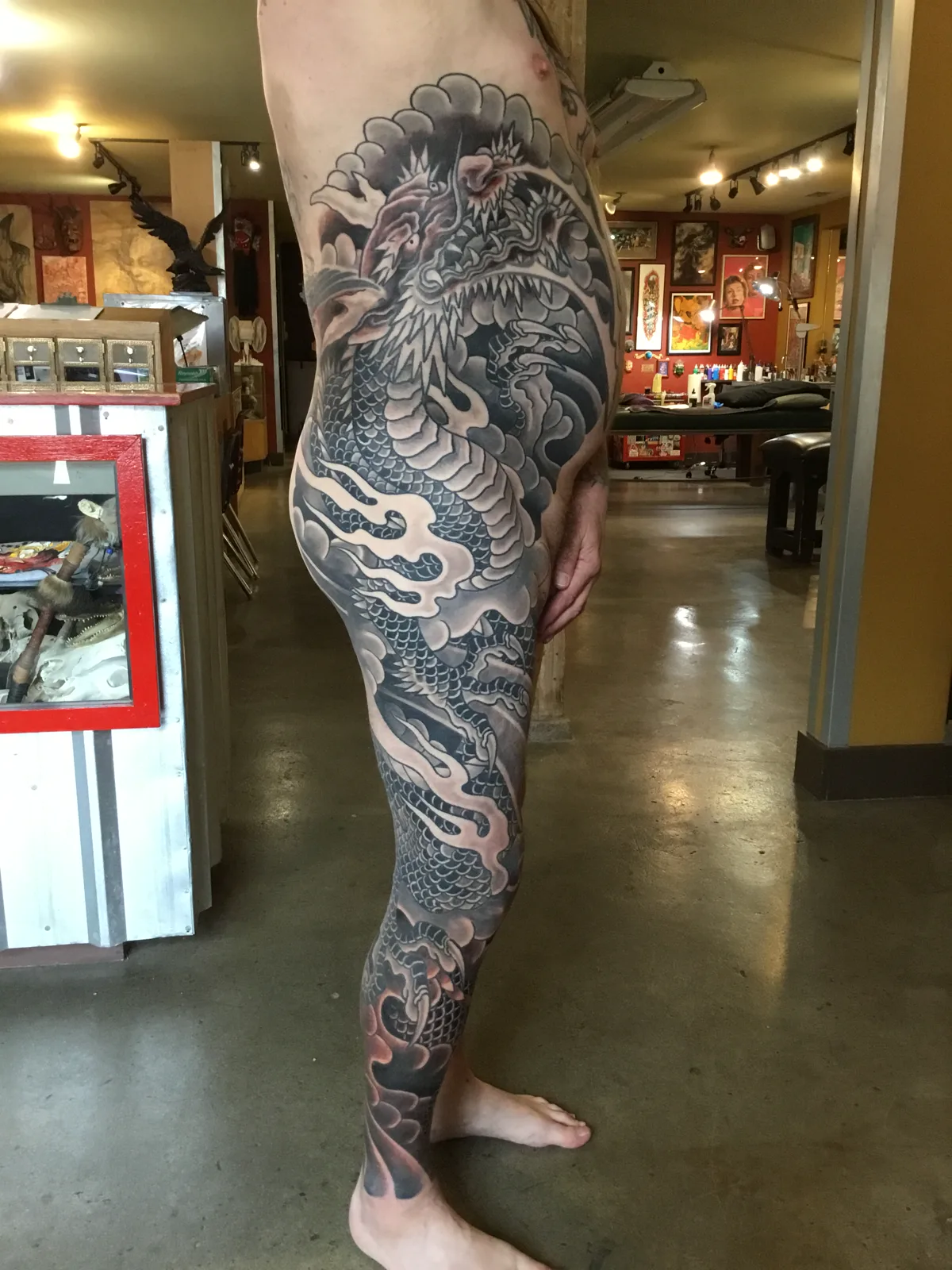 Dragon Leg Sleeve — Japanese tattoo by Erik Payne at Inkvision Tattoo in Boise, Idaho