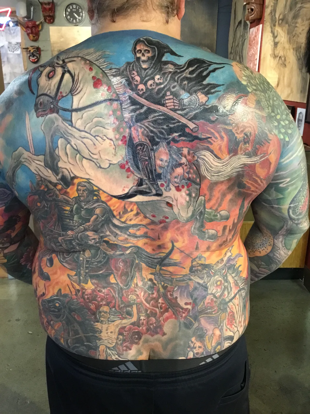 Four Horsemen Backpiece — Large Scale tattoo by Erik Payne at Inkvision Tattoo in Boise, Idaho
